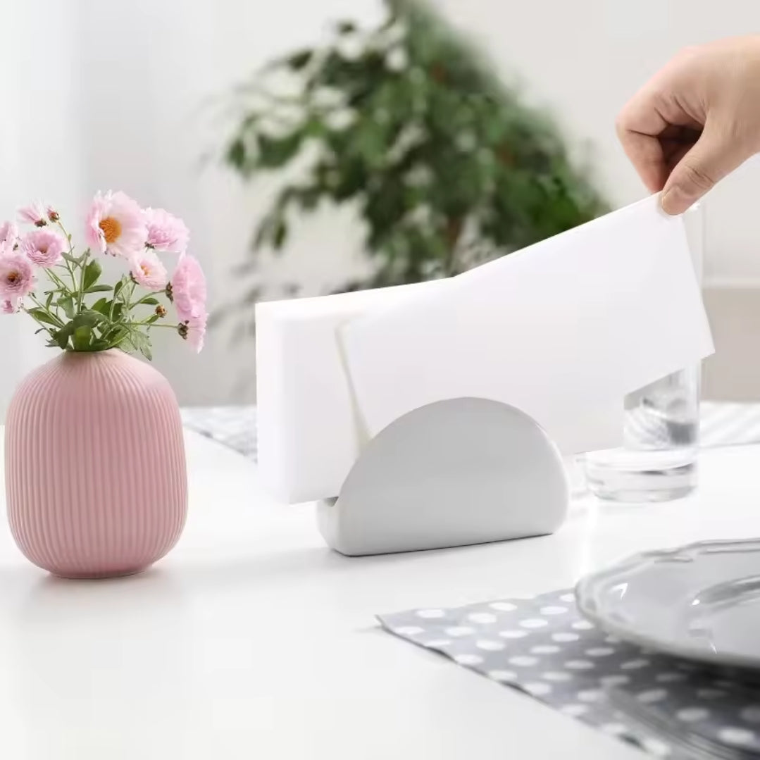 White Ceramic Serviette Holder – 11 × 7.5cm
