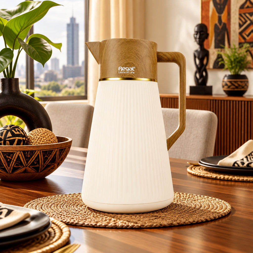1L Ribbed Regal Vacuum Flask with  Wood Handle – RGP20Q-10GC