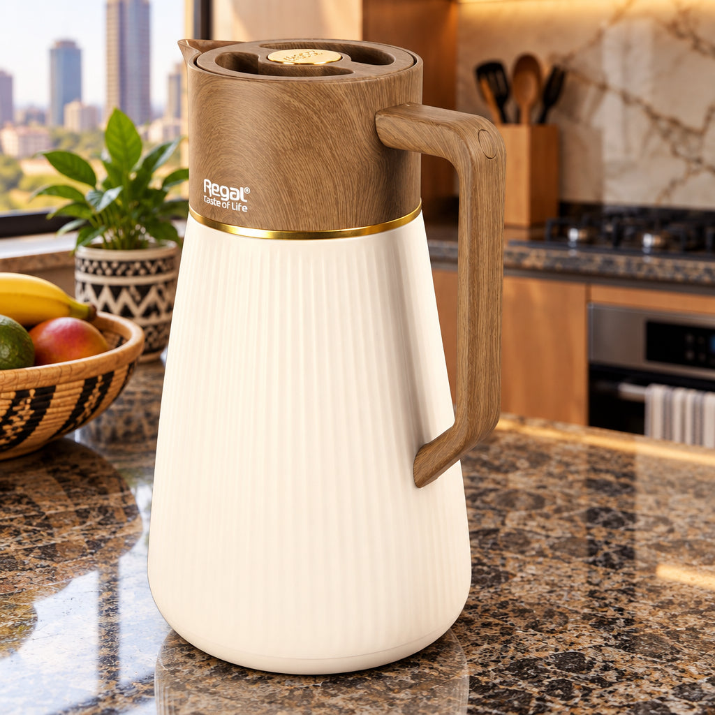 1L Ribbed Regal Vacuum Flask with  Wood Handle – RGP20Q-10GC