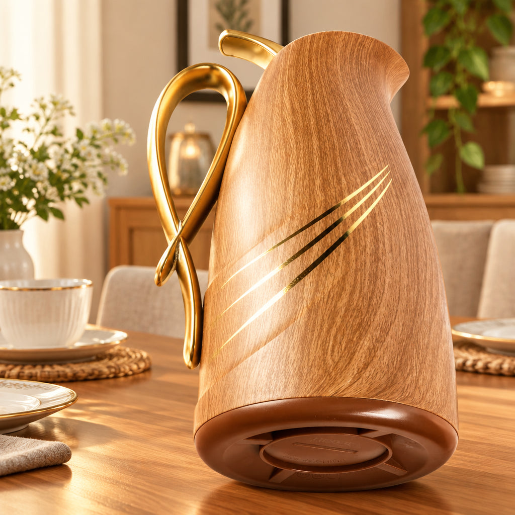 1L Sculpted Wood Grain Regal Vacuum Flask with  Gold Handle – RGP34P-10GC