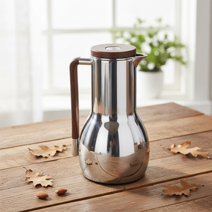 Gemelli Collections Regal Vacuum Flask RGD23Q-10GC 1 Litre Stainless Steel Thermal Jug with Faux Wood Handle