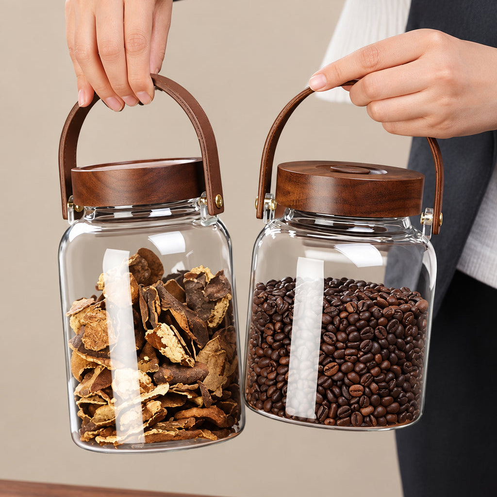 Borosilicate Glass Storage Jars with Natural Acacia Lids