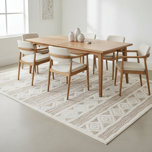 Oriental Weavers: Makao Geometric Pattern Carpet Rug; Beige 200 × 290 cm – KBORIE165