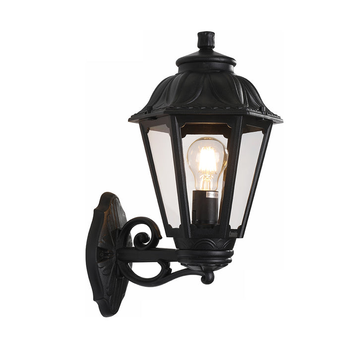 Classic Outdoor Wall Light, Black Lantern Design, E27 Base, 40W Maximum – LL 2644-912B-BK