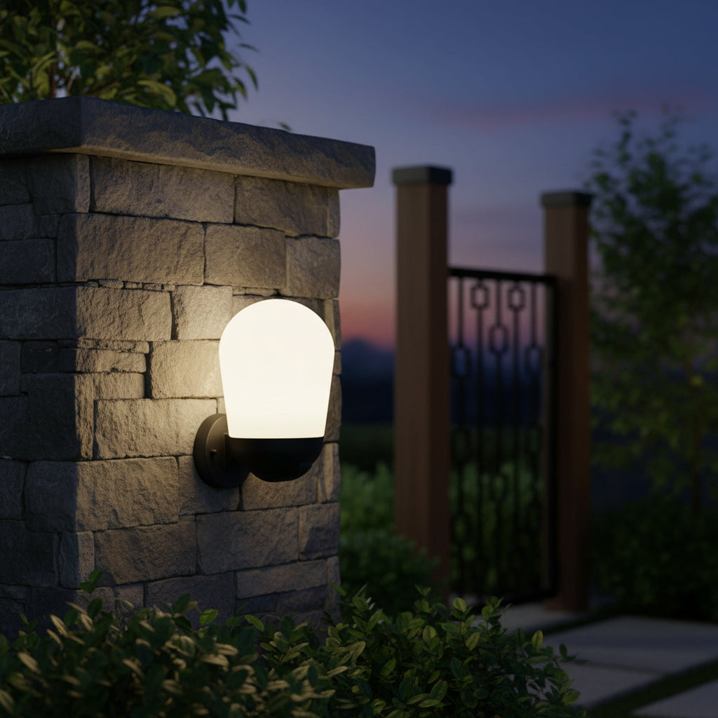Vintage E27 Garden Wall Light with Aluminium and Glass LL 505A-BK