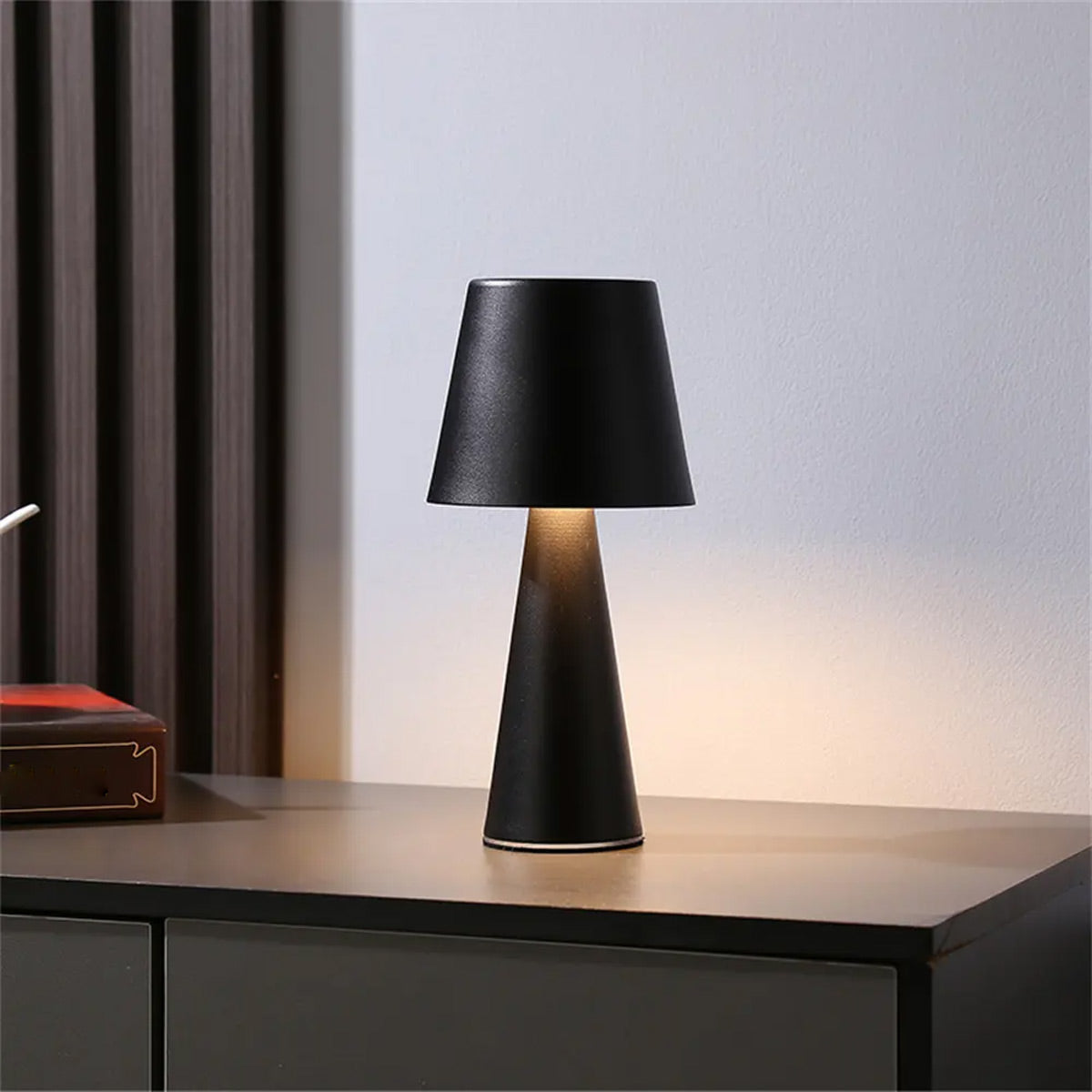 black USB rechargeable touch table lamp with RGB LED lighting