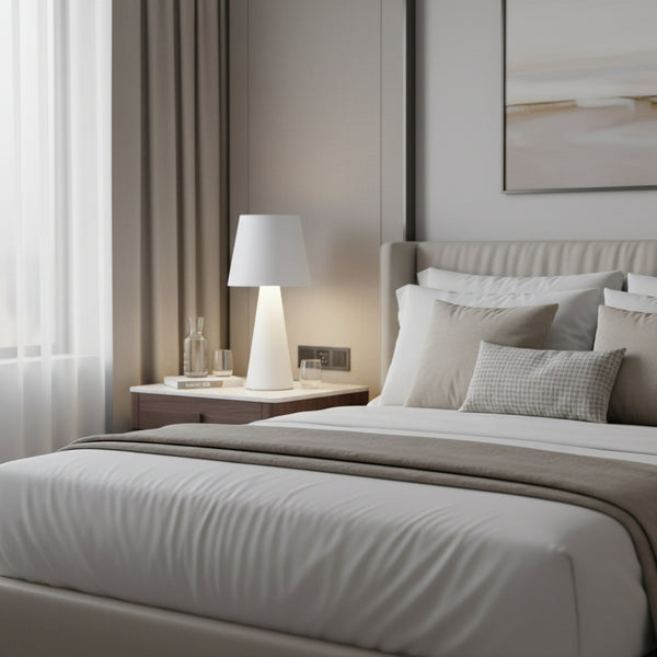 White RGB touch table lamp gemelli collection