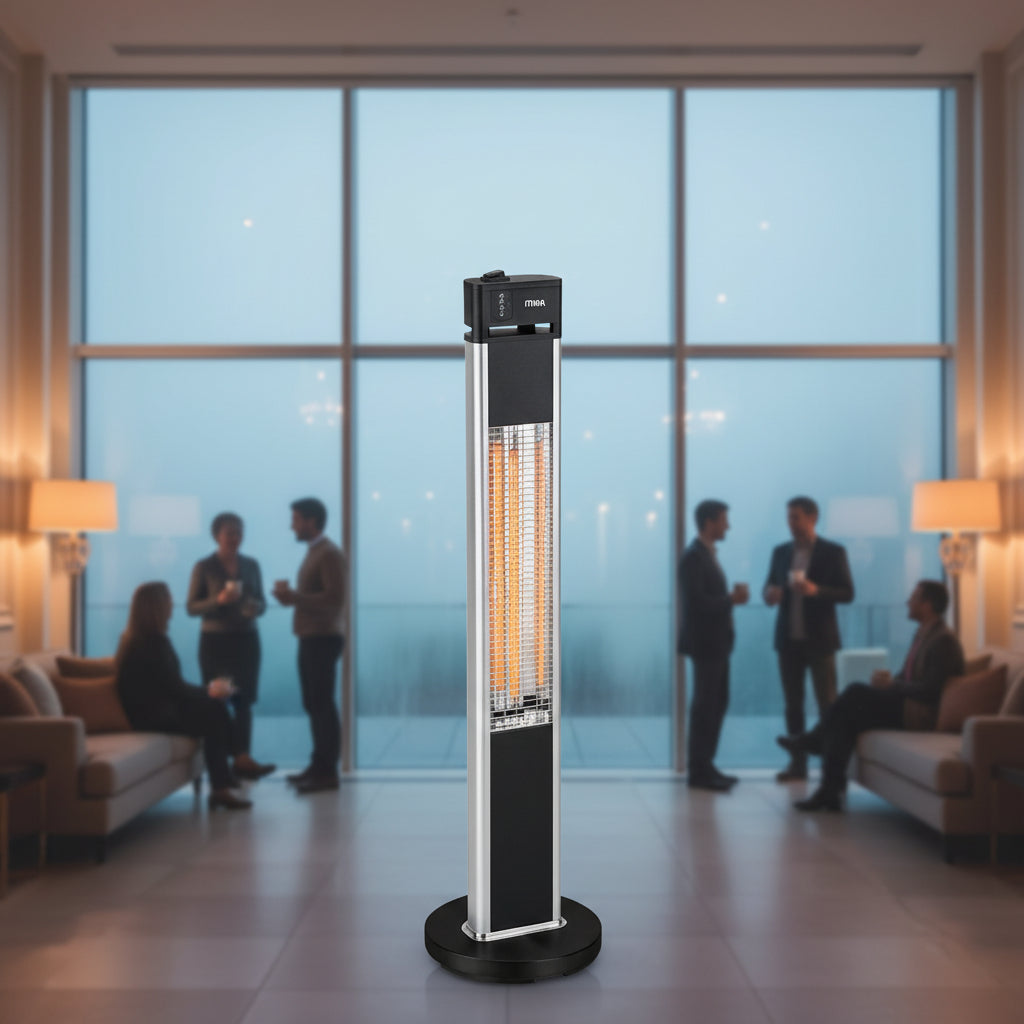 MIKA Patio Heater MH403BR – 1350W-1600W, Remote Controlled, Black & Silver