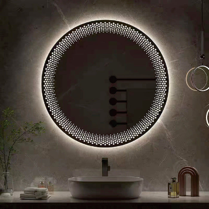 Wall-mounted LED mirror light with touch sensor, 8W, 6500K, round design, model ML LS17, 600x600 mm