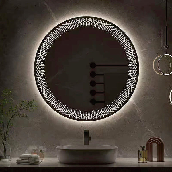 Wall-mounted LED mirror light with touch sensor, 8W, 6500K, round design, model ML LS17, 600x600 mm