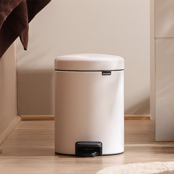NewIcon pedal waste bin white available in multiple sizes with soft close lid and pedal operation for home and office use