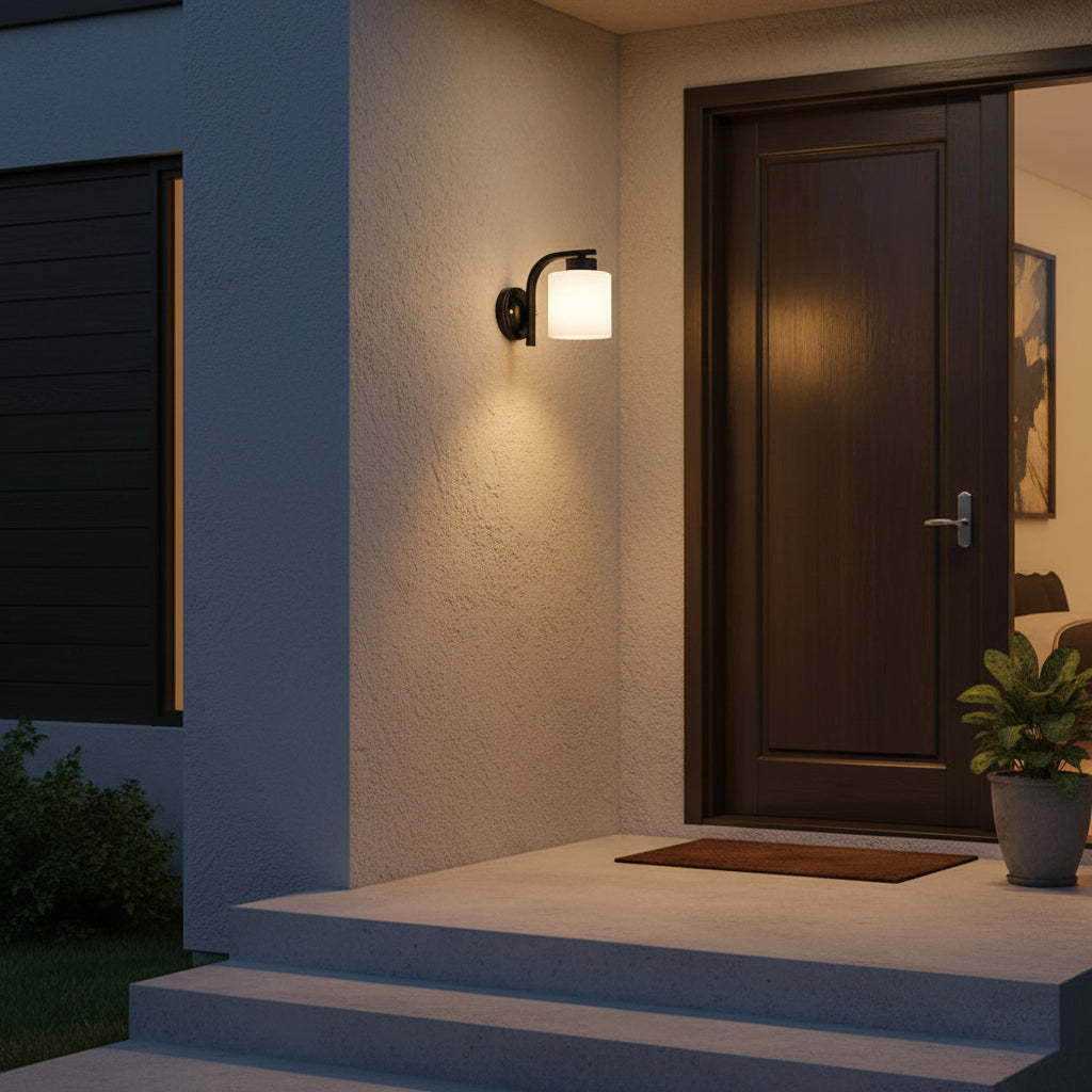 White glass wall lamp black frame gemelli collection