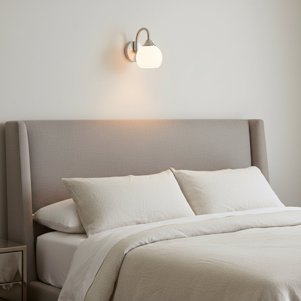 Silver white wall lamp frosted glass gemelli collection