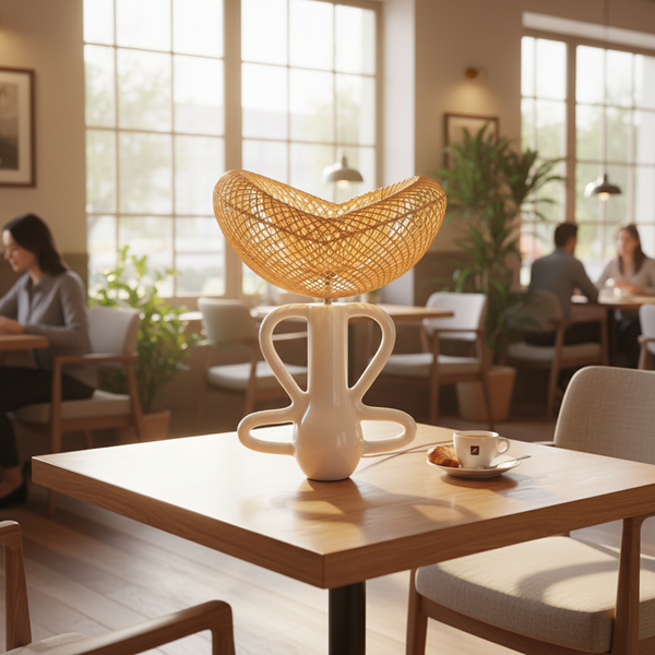 Terracotta White Table Lamp with Mexico Shade-PLAMPA2138