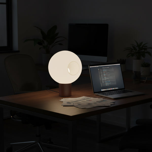 table lamp with opal glass shade matt coffee finish E27 modern ambient lighting fixture