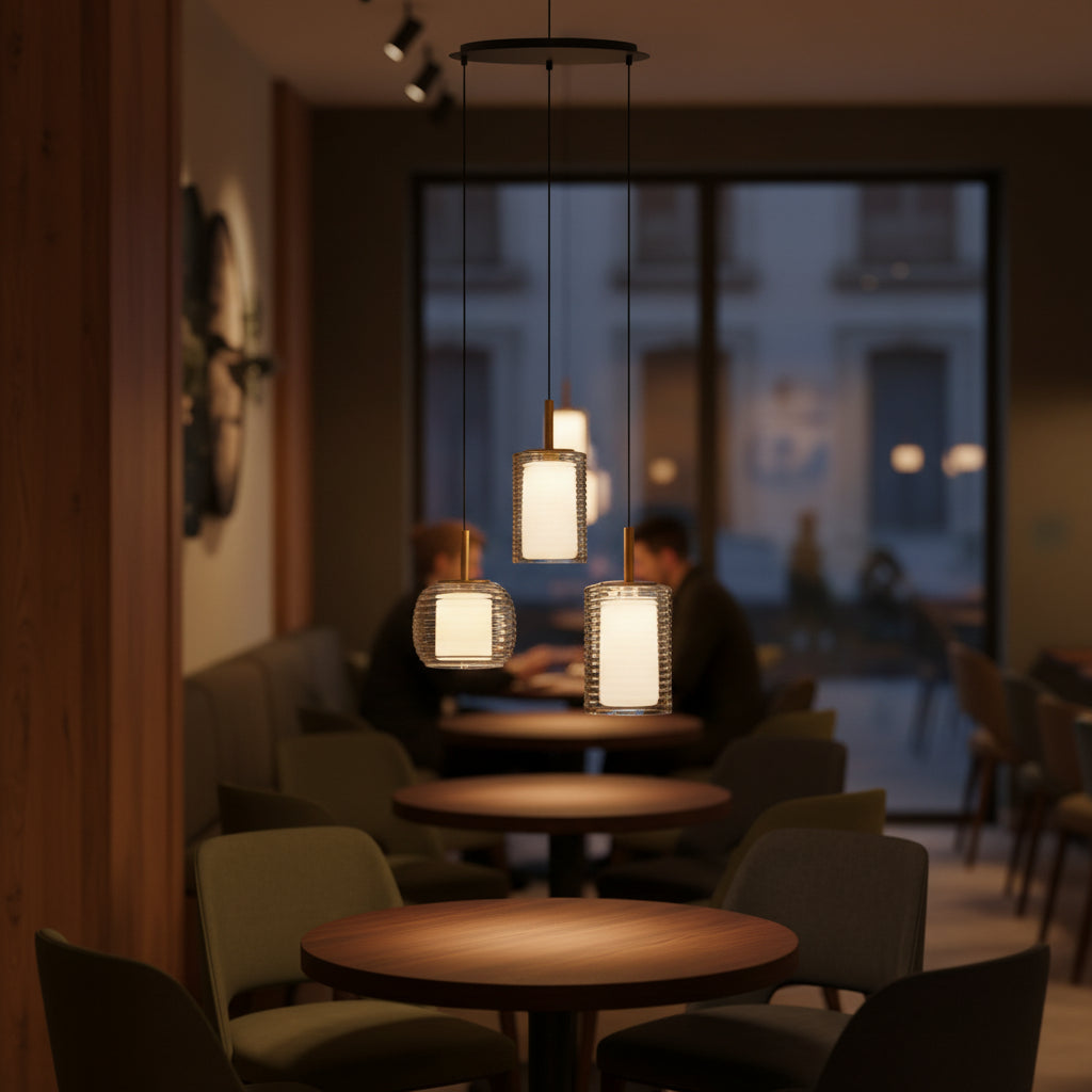 LED pendant lamp with sand black brass finish and smoke grey white glass shade for modern interior lighting