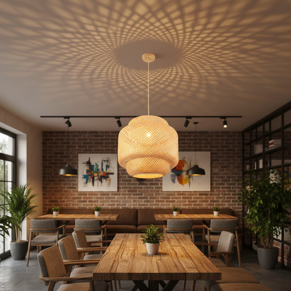 Natural bamboo pendant lamp gemelli collection