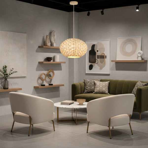 Round bamboo pendant lamp gemelli collection