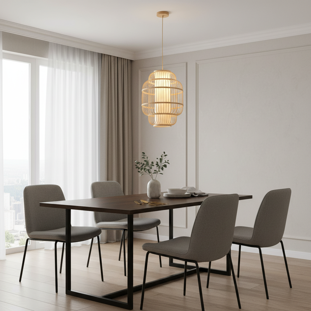 Oval bamboo pendant lamp gemelli collection