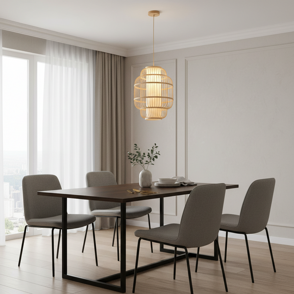 Oval bamboo pendant lamp gemelli collection