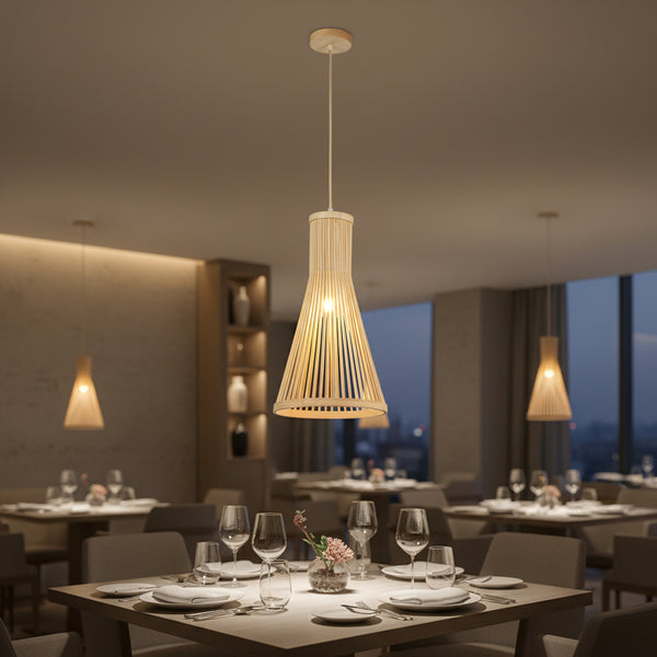 Bamboo Cone Pendant Lamp –E27 Holder SKU PL WD25-28