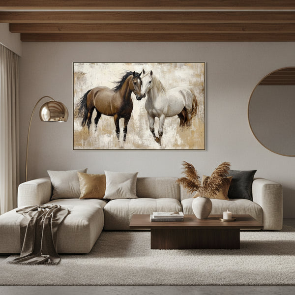 Oil Horses Painting with Frame (150 × 100 × 3.5 cm) PPAINT321