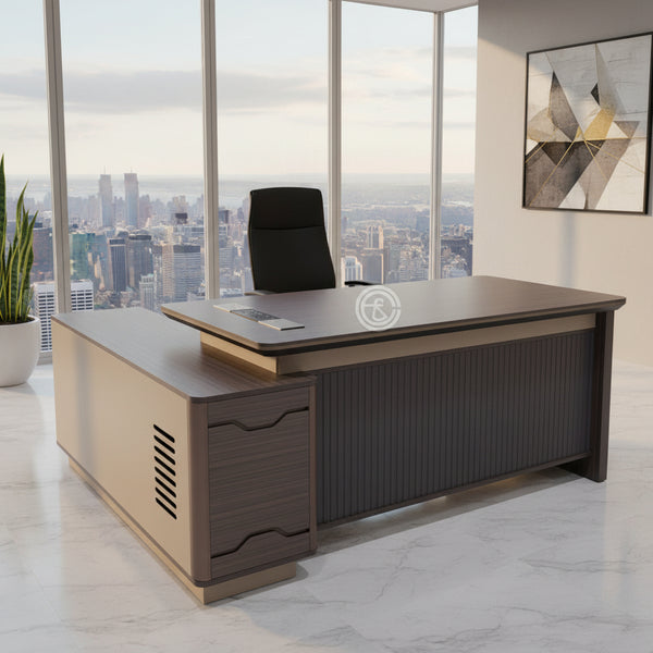 1.8m L shaped executive office desk with side return and storage workstation