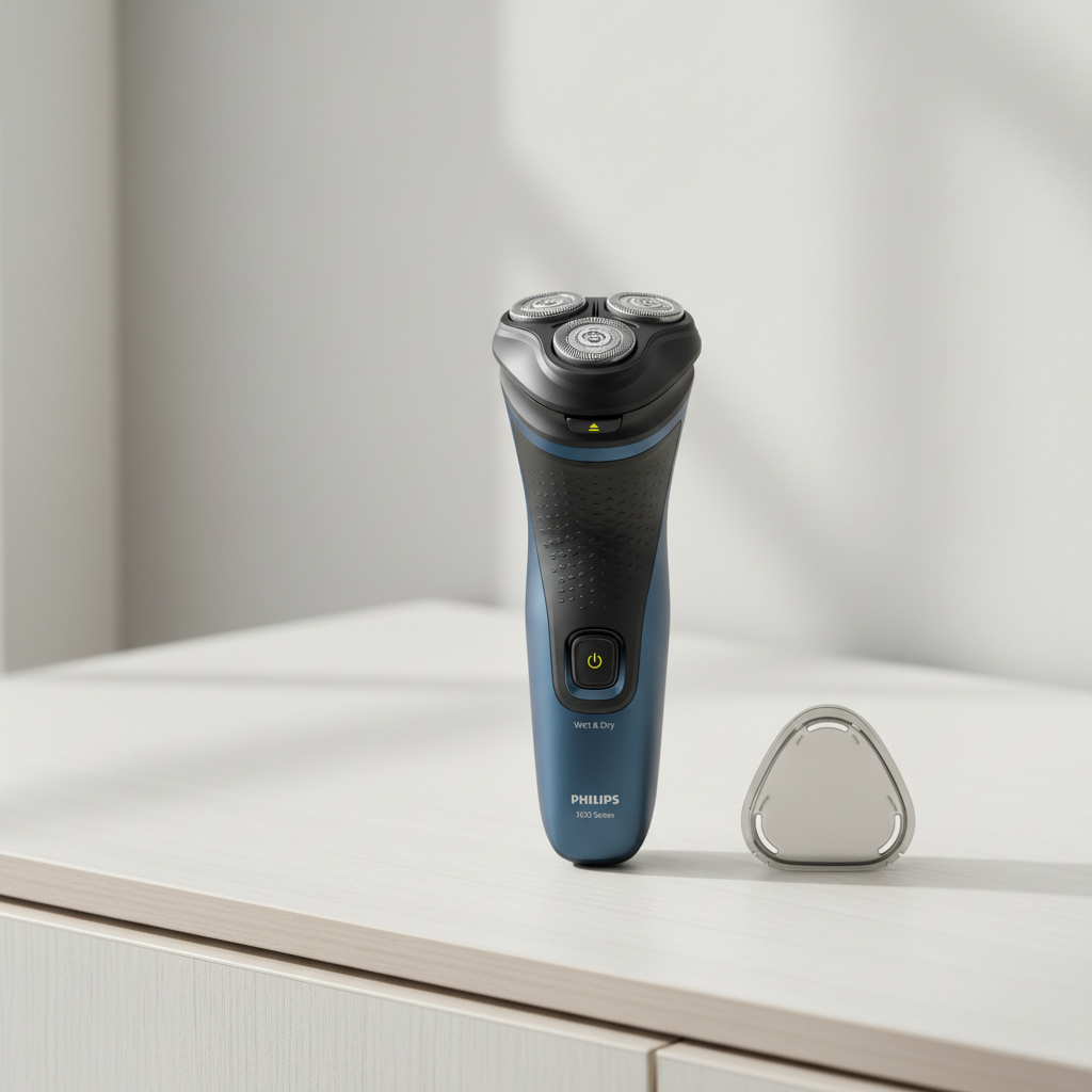 Gemelli Collections 1000 Series wet and dry electric shaver with ComfortCut blades 3D floating heads rechargeable cordless operation anti slip grip battery indicator and easy clean design for comfortable everyday grooming