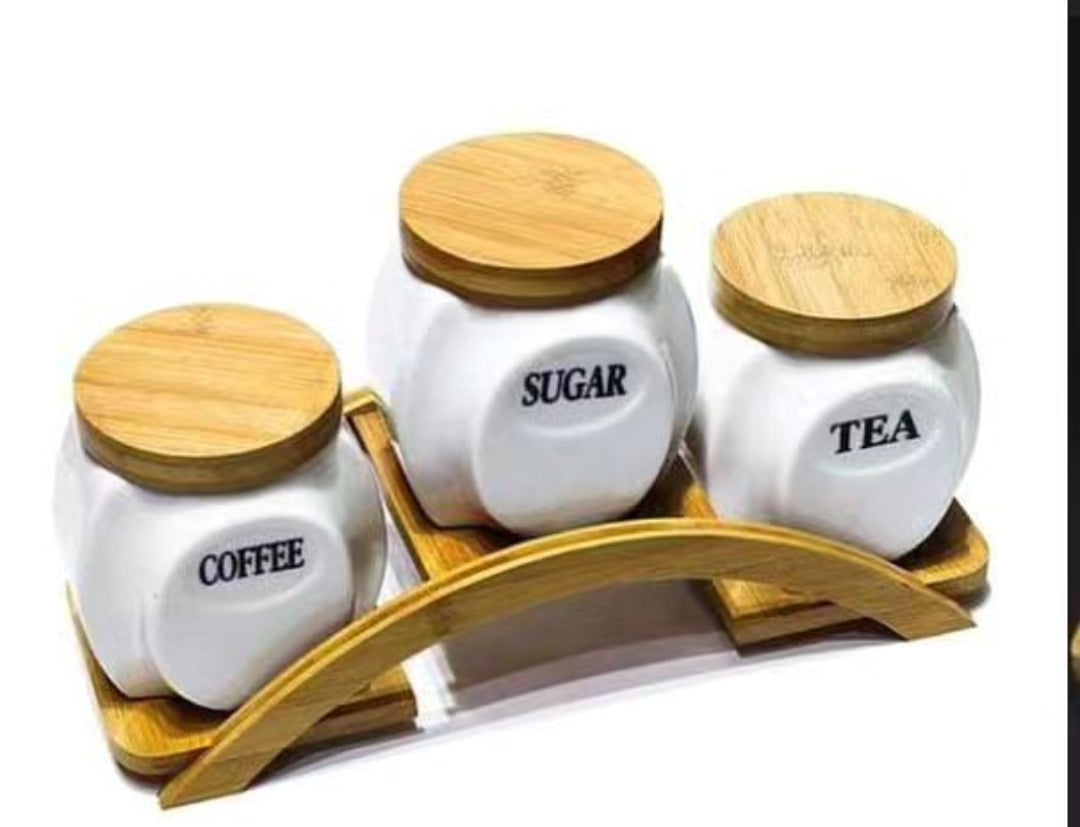 3pcs Tea,. Coffee, Sugar Cannister Set