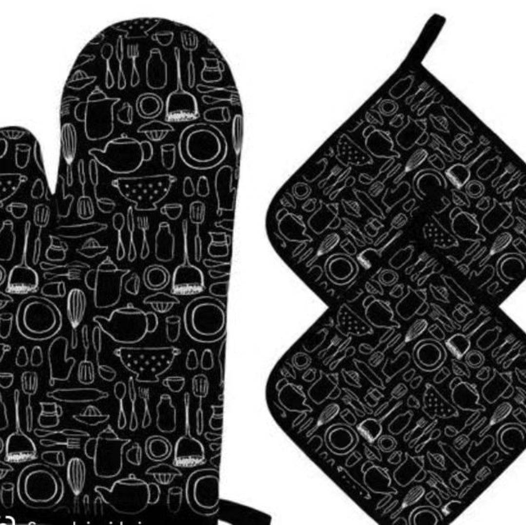 Cotton Oven Mitten and Pot Holder