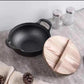 Pre-seasoned Pure Cast Iron Flat Bottom Wok with Wooden Lid