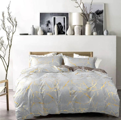 Luxury Gold Marble texture Foil style Duvet cover Set