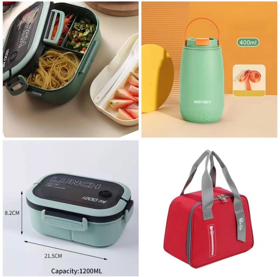 3 in 1 Dish Set + Lunch Box + Flask