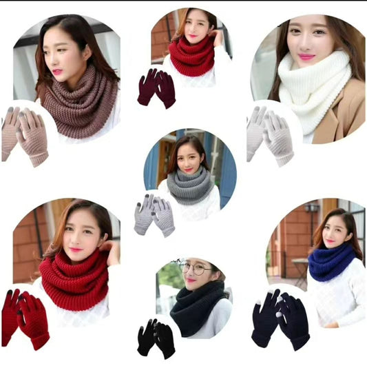 2 in1 UNISEX WARM WINTER SCARFS WITH TOUCH GLOVES