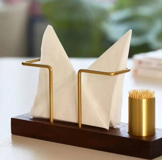 Wooden Napkin Holder with toothpick holder