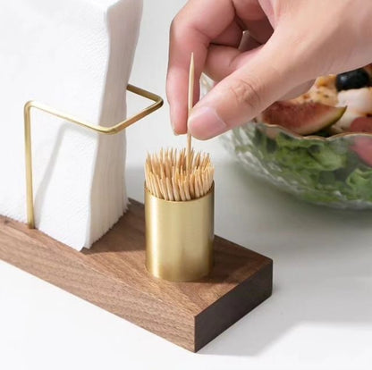 Wooden Napkin Holder with toothpick holder