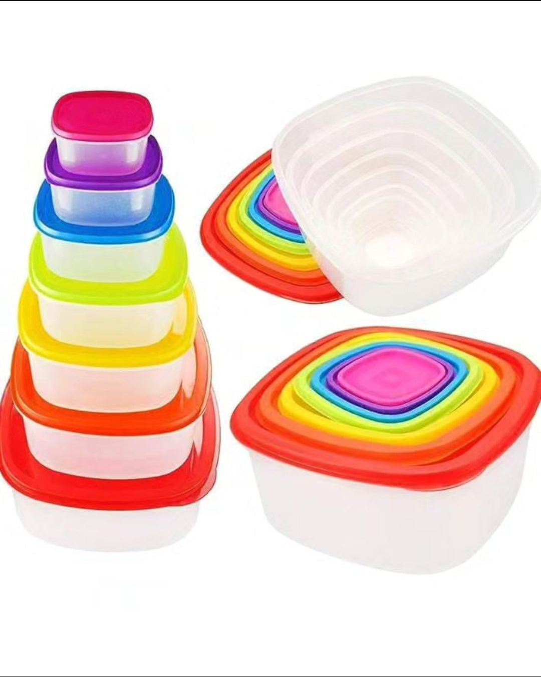 Multicolor 7pc Square Bowls
