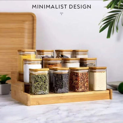12pcs Square Glass Spice Jar Set