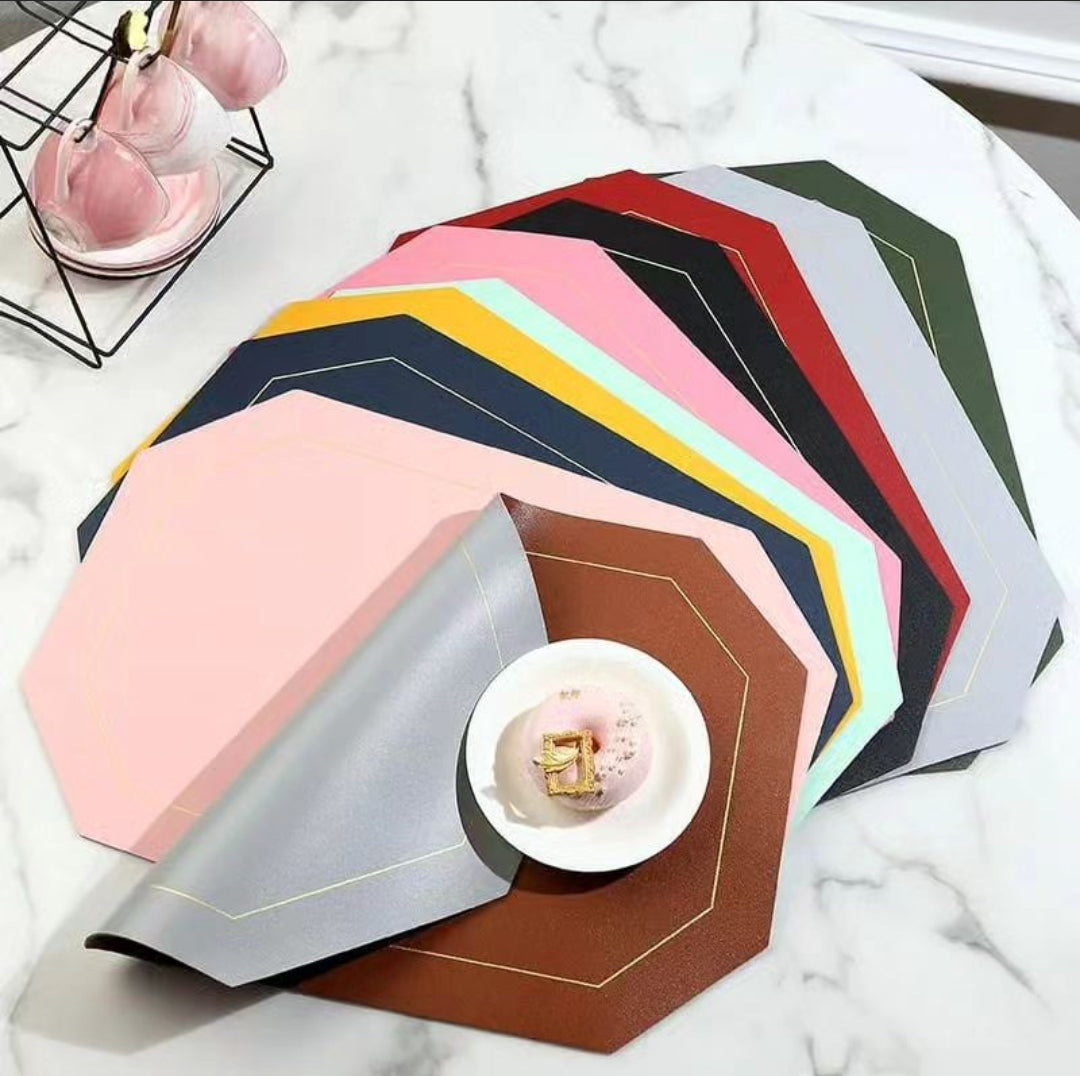 6Pcs  PU Leather  Antislip Tablemats