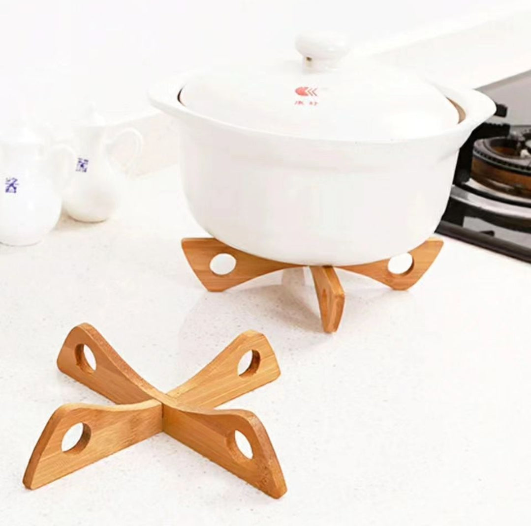 Bamboo wooden cross pot coaster