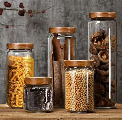 Glass Containers with an Airtight Bamboo lid