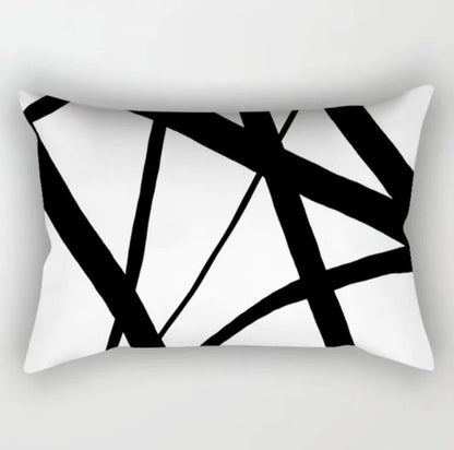 Rectangular black and white bed/chair pillow covers