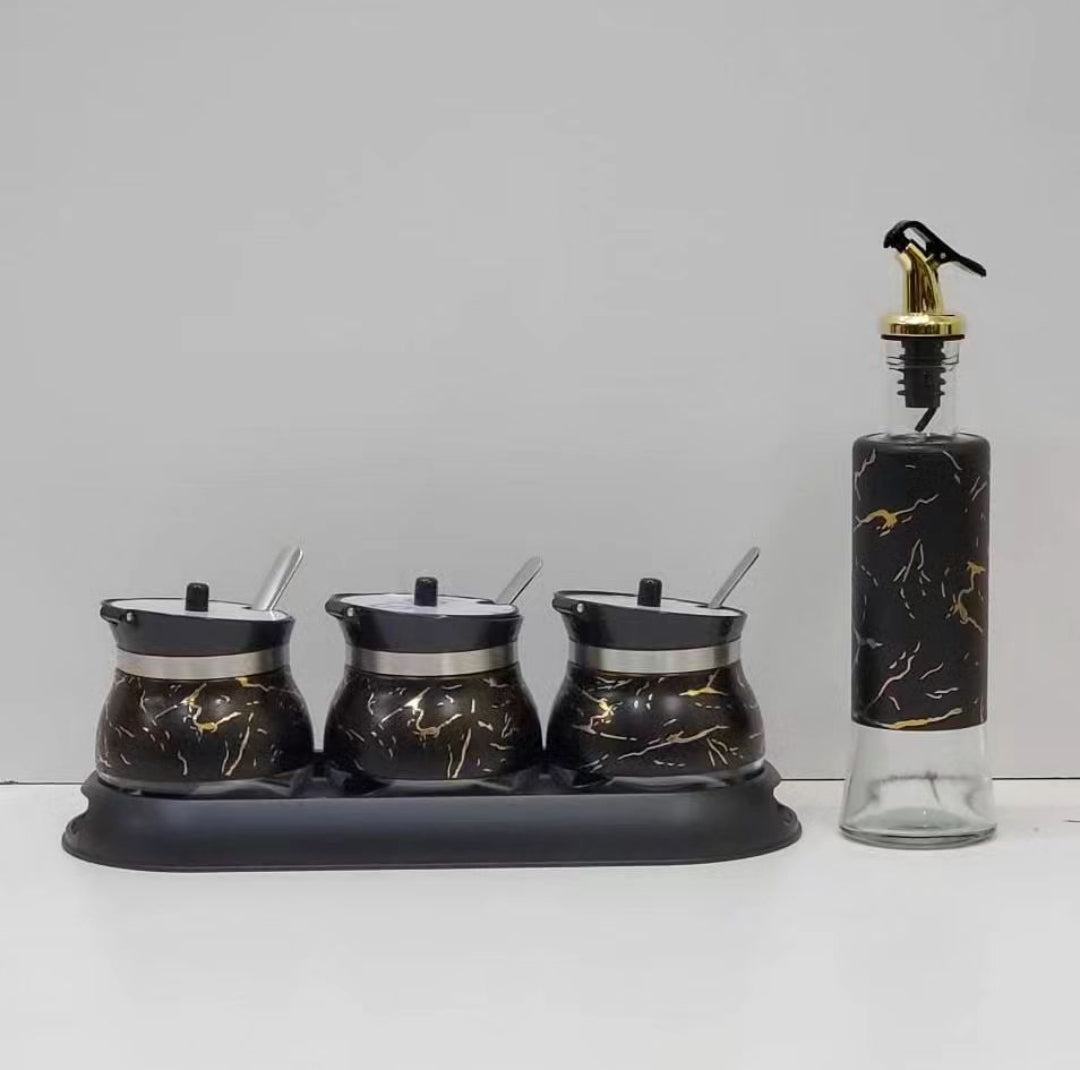 3pc Condiments + Oil Jar