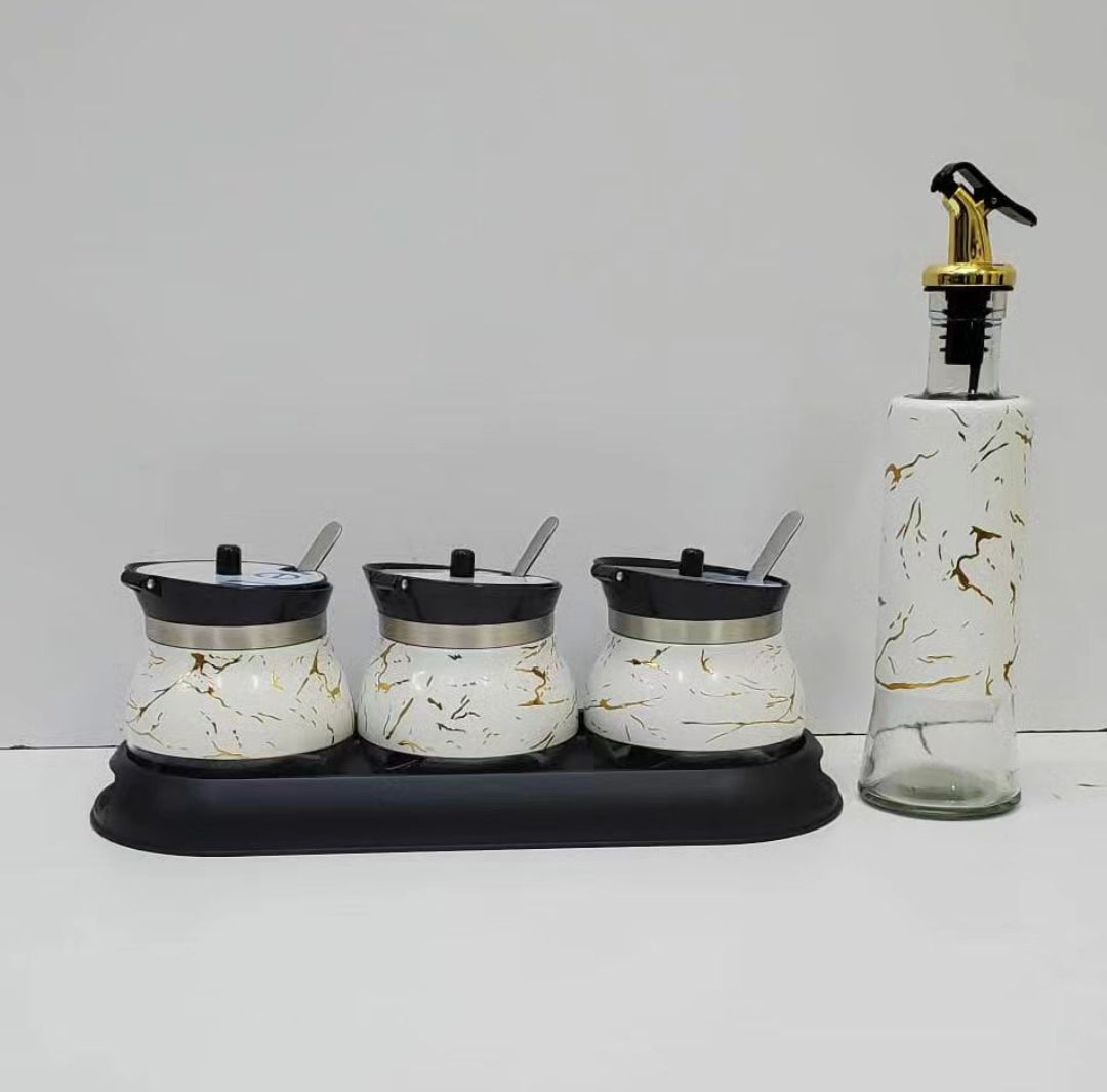 3pc Condiments + Oil Jar