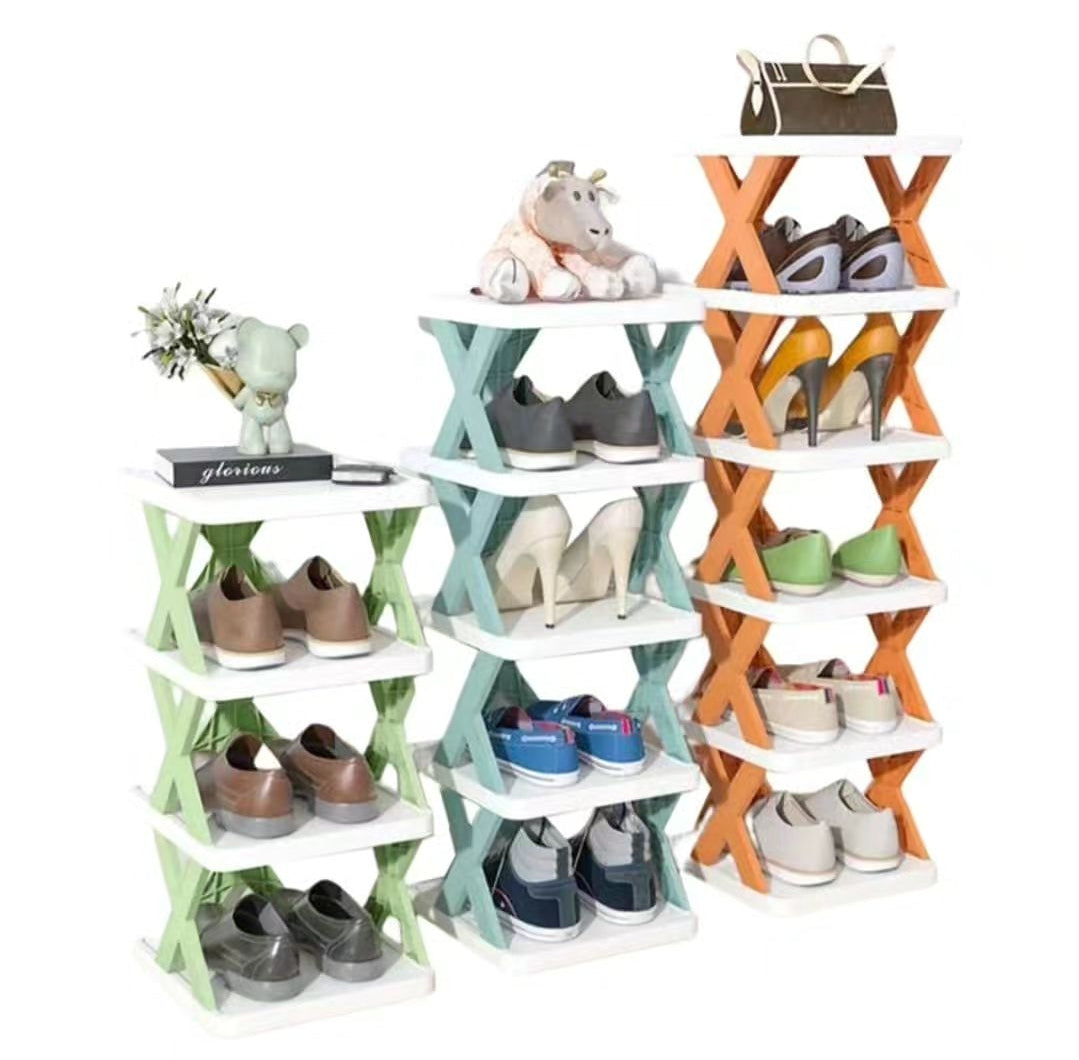 Removable stackable plastic shoe rack