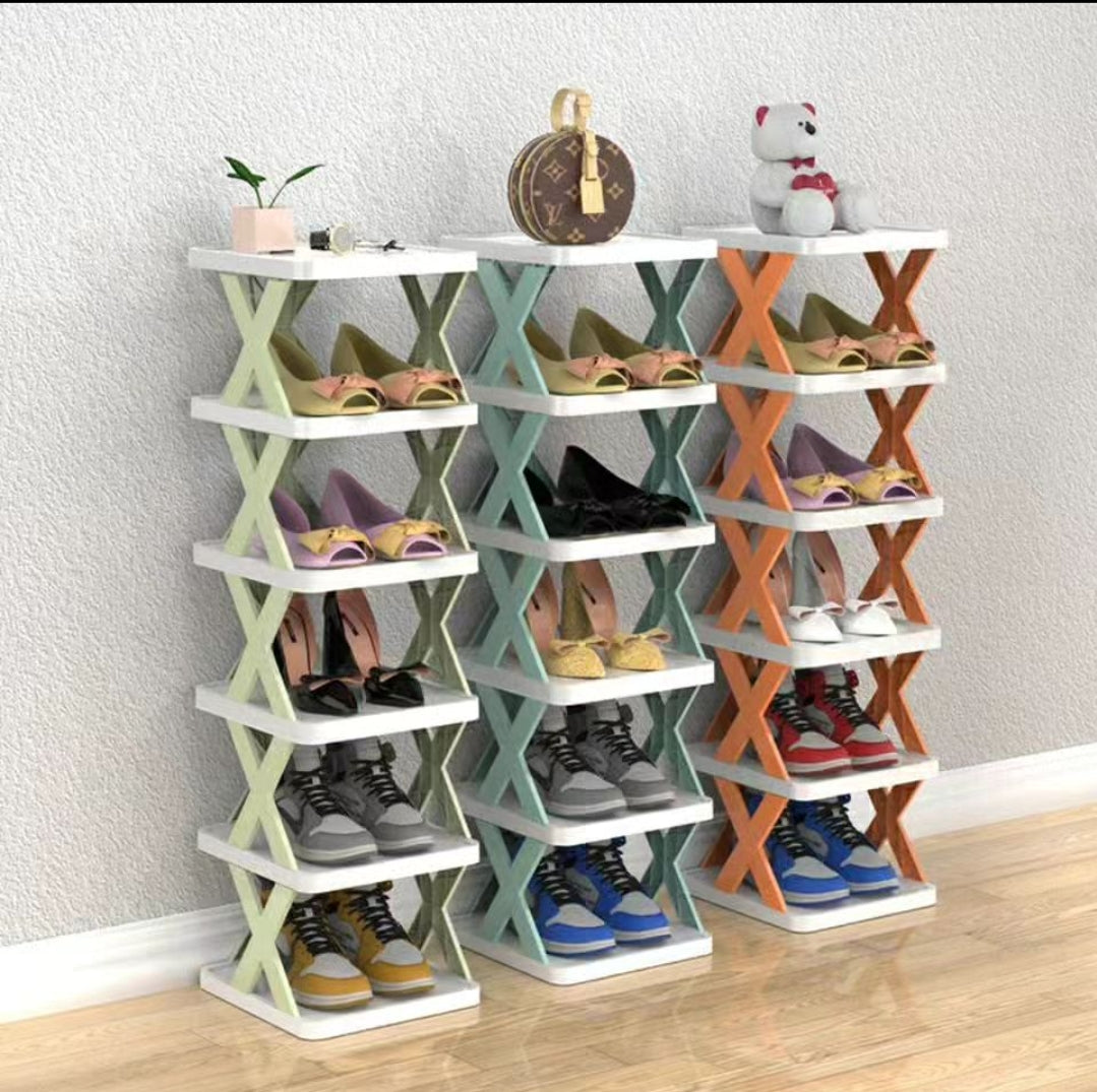 Removable stackable plastic shoe rack