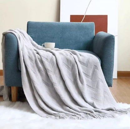Soft Knit Throw Blankets with Tussle