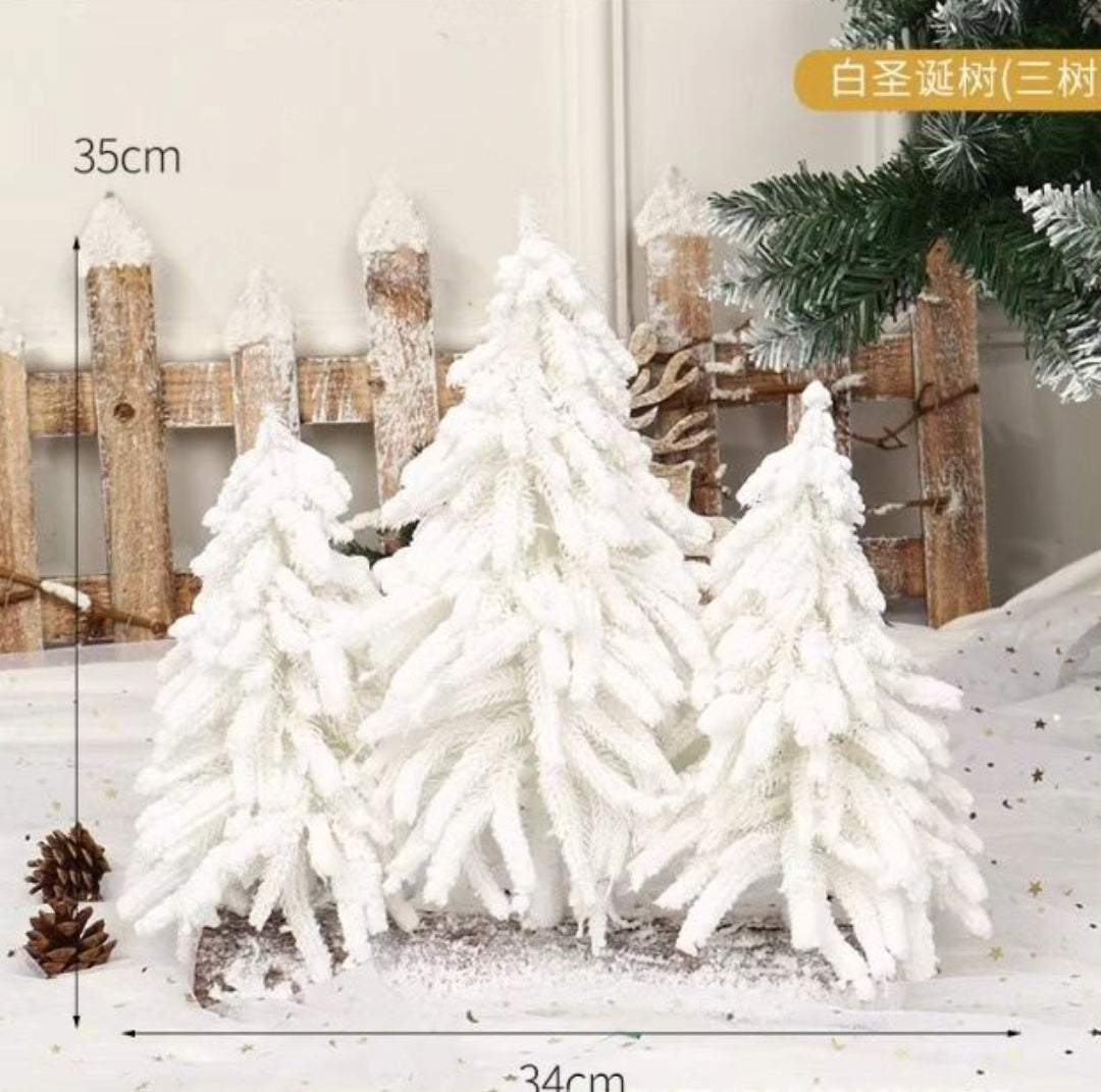 Mini Pine White Flaked Christmas Deco
