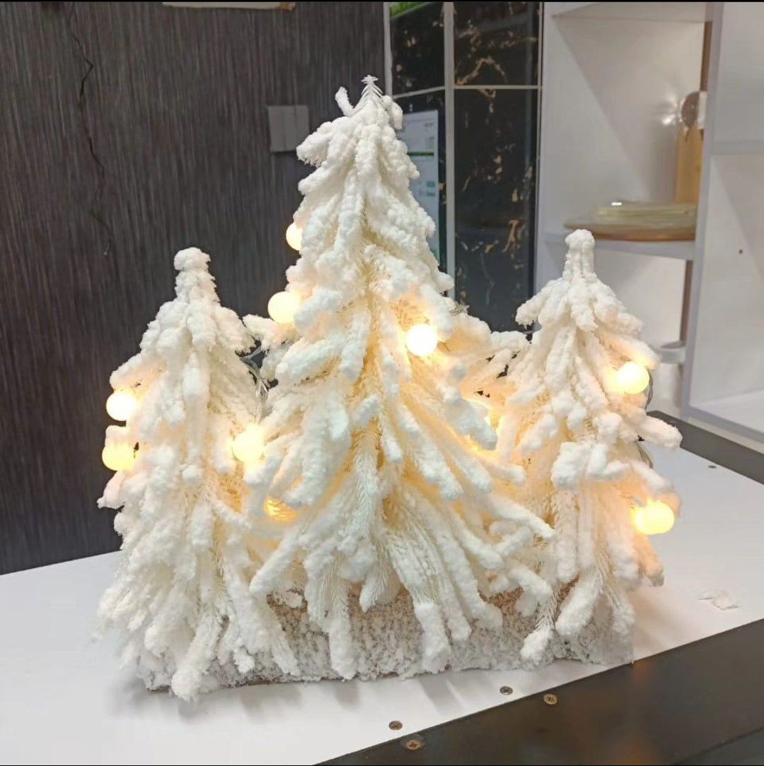 Mini Pine White Flaked Christmas Deco