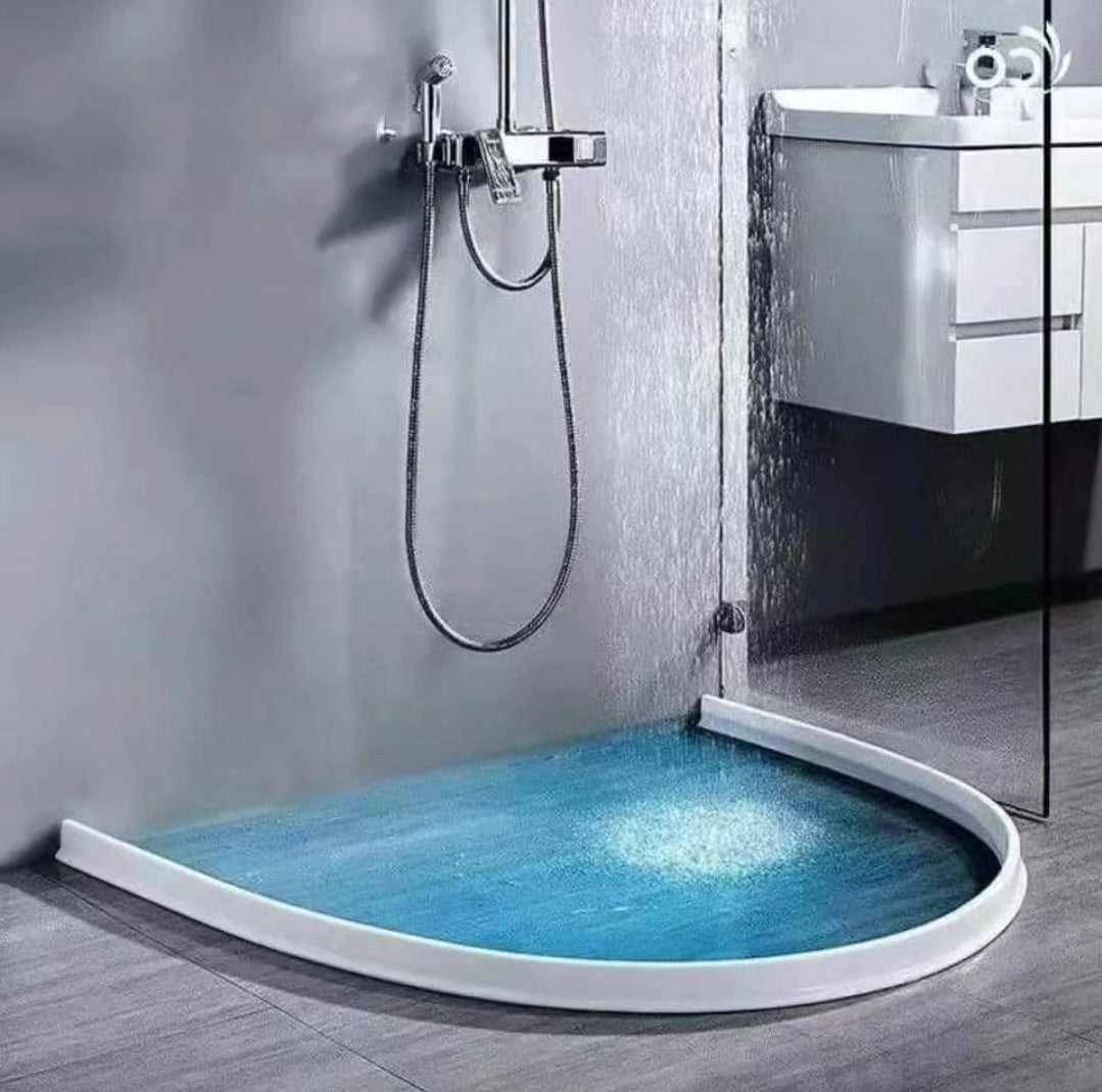 Silicone Bathroom Shower Barrier Water Stopper – Flexible Waterproof Seal Strip 1m and 2m in Black White and Grey 